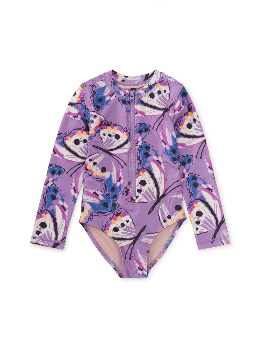Lilac butterfly rash guard one piece